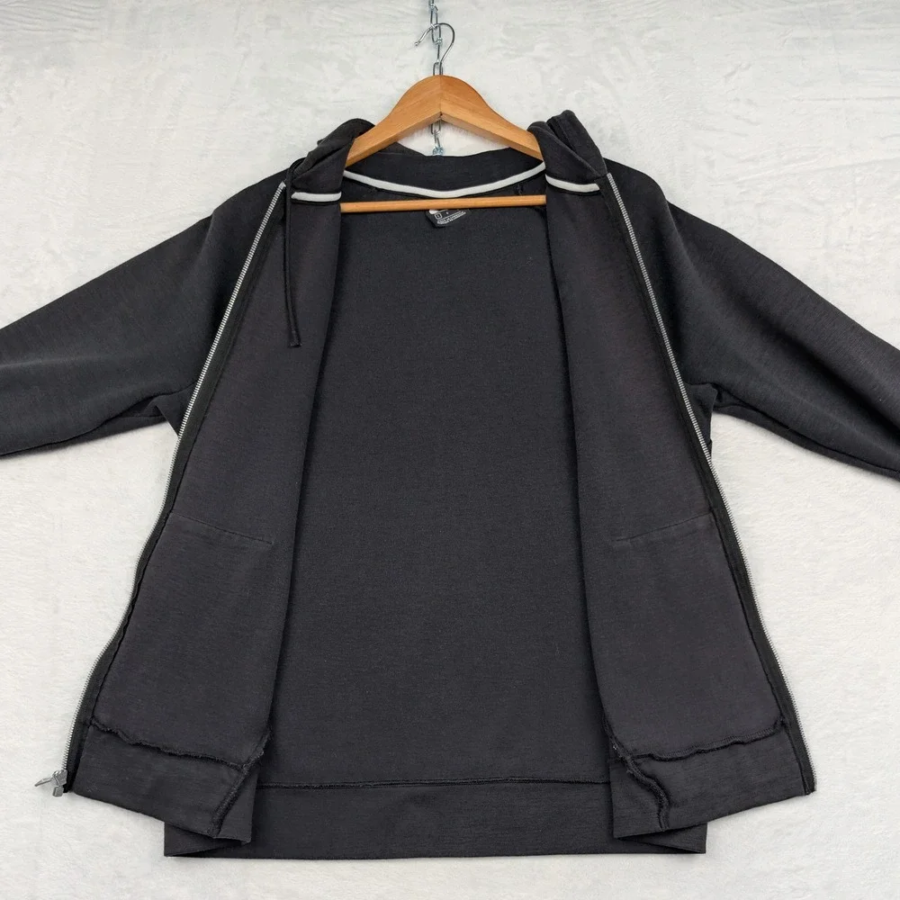 Nike Hoodie Men's L Black Slub Full Zip Fleece Raglan Small Logo Athleisure